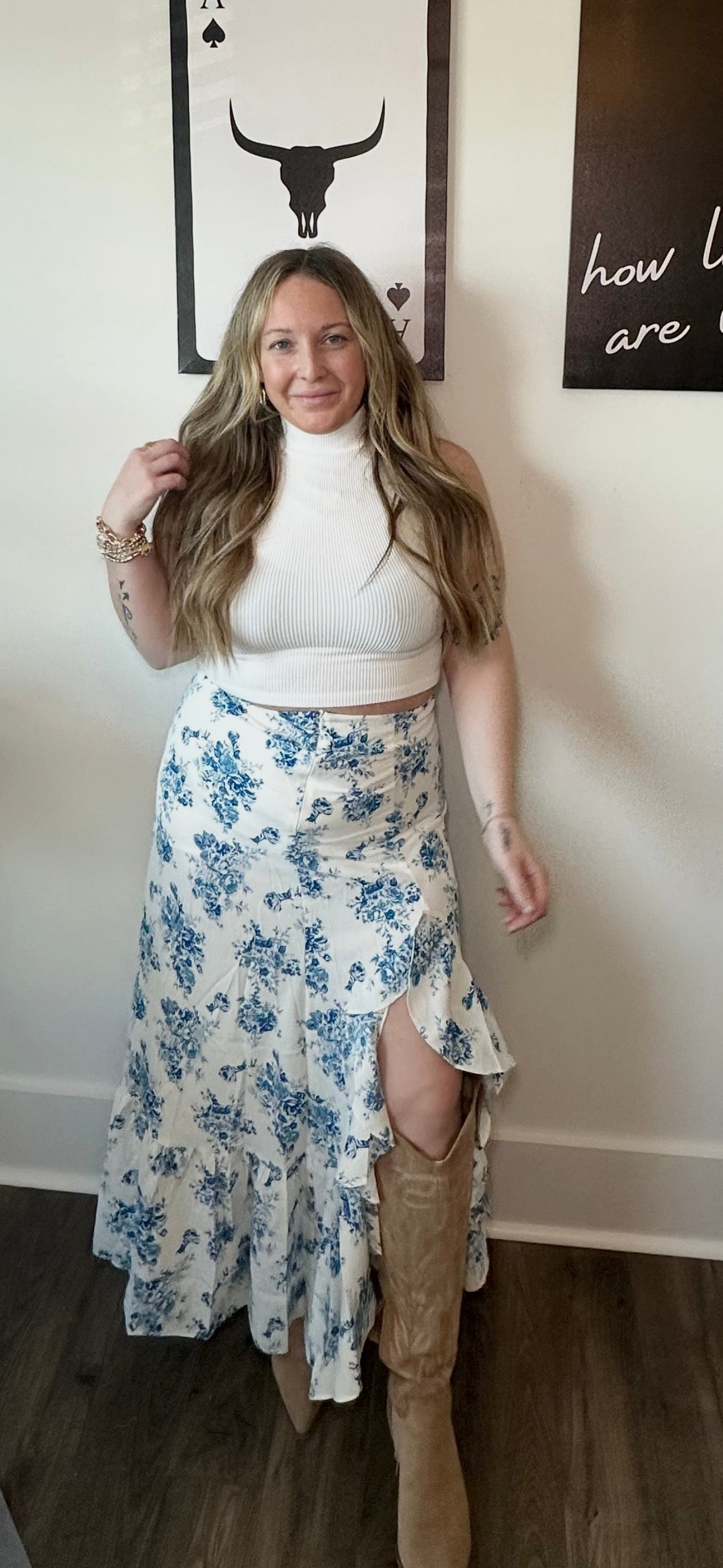 Blue Belle Floral Skirt