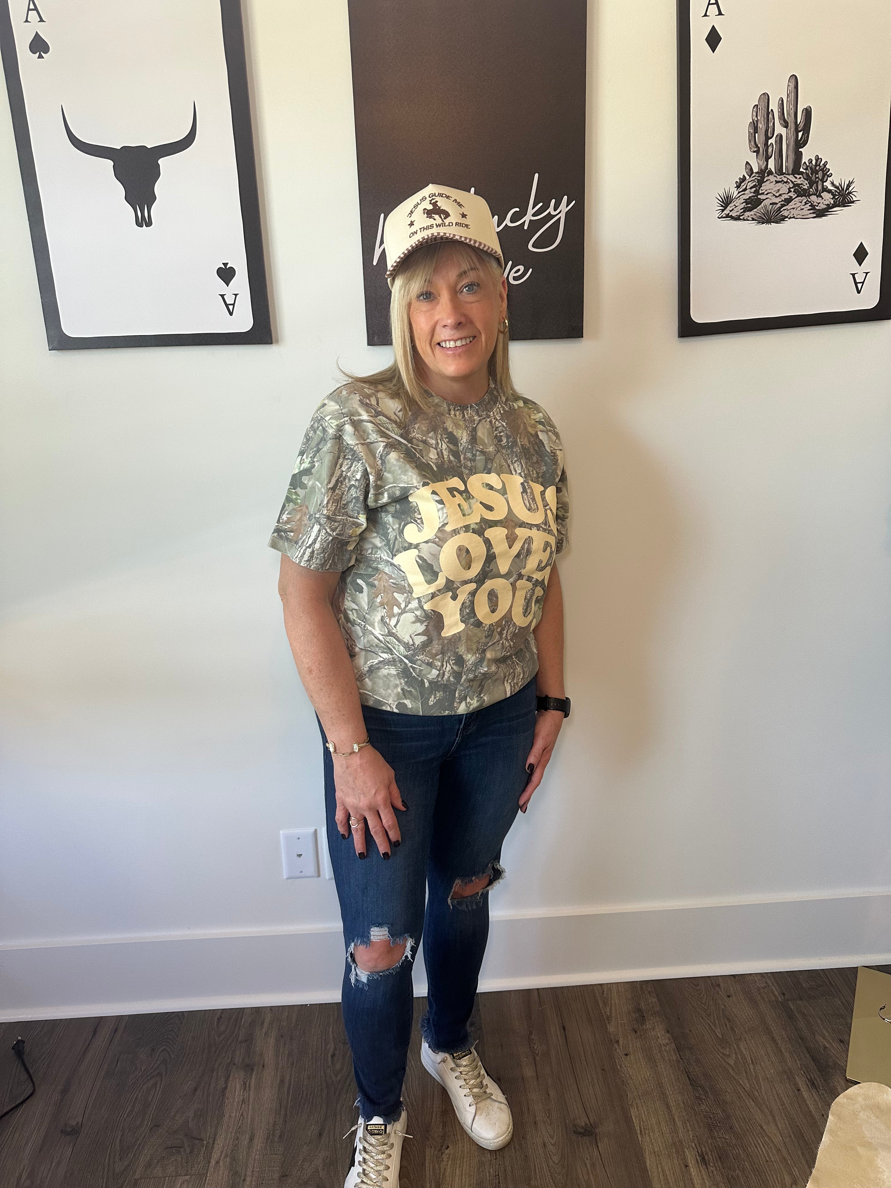 Camo Jesus Loves You Tee